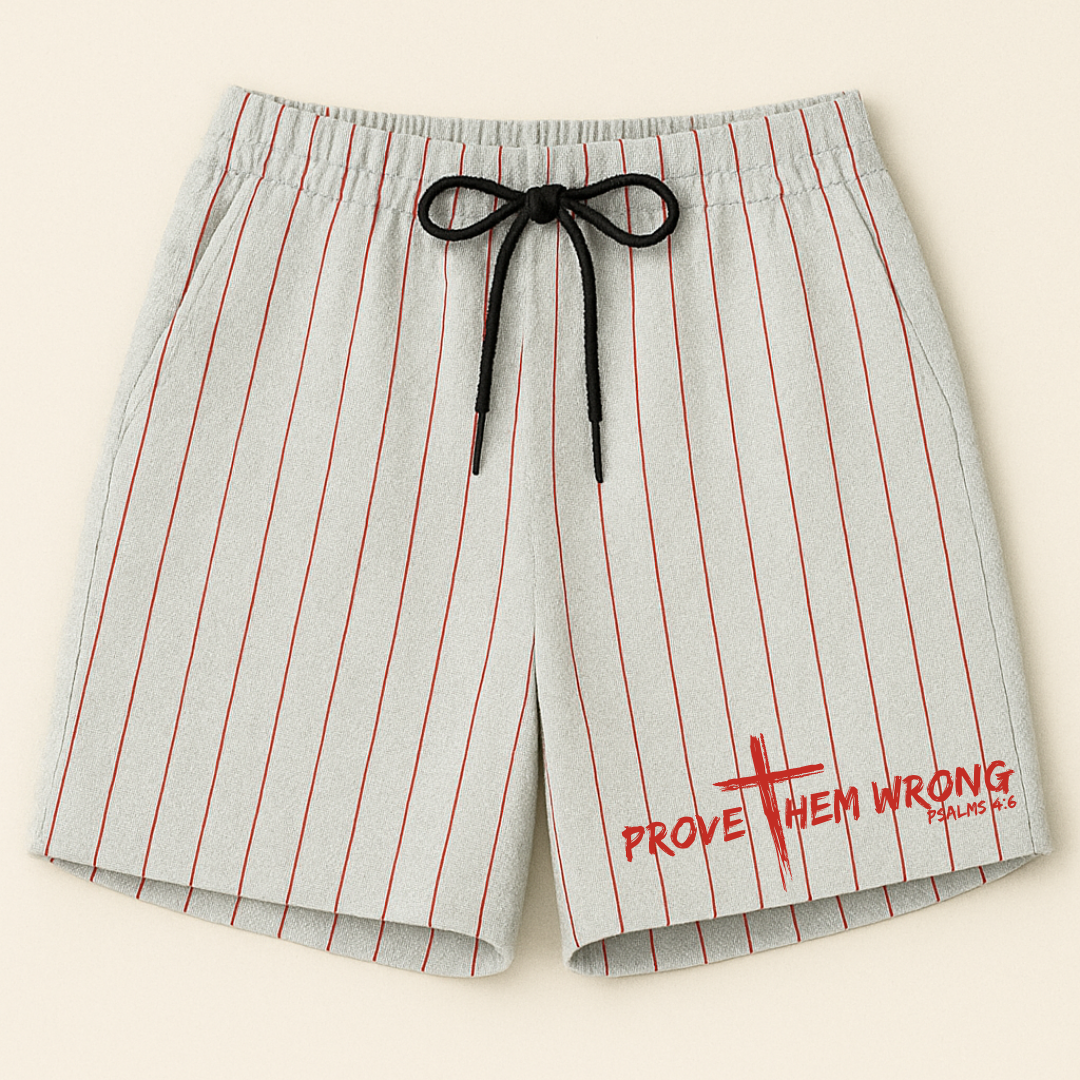 White With Black Pinstripes Shorts