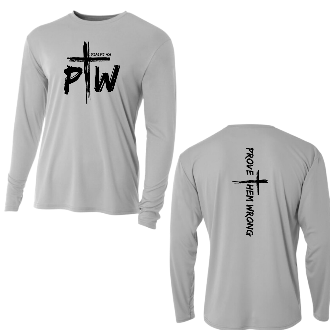 Silver Long Sleeve Tee with Prove Them Wrong Spine