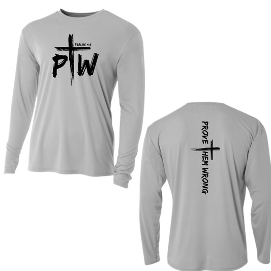 Silver Long Sleeve Tee with Prove Them Wrong Spine