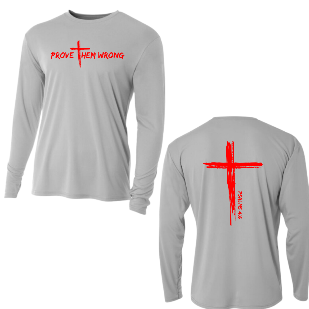 Silver Long Sleeve Tee with Cross Back