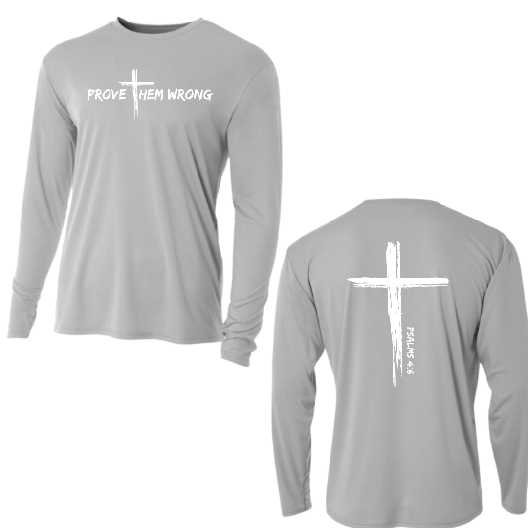 Silver Long Sleeve Tee with Cross Back