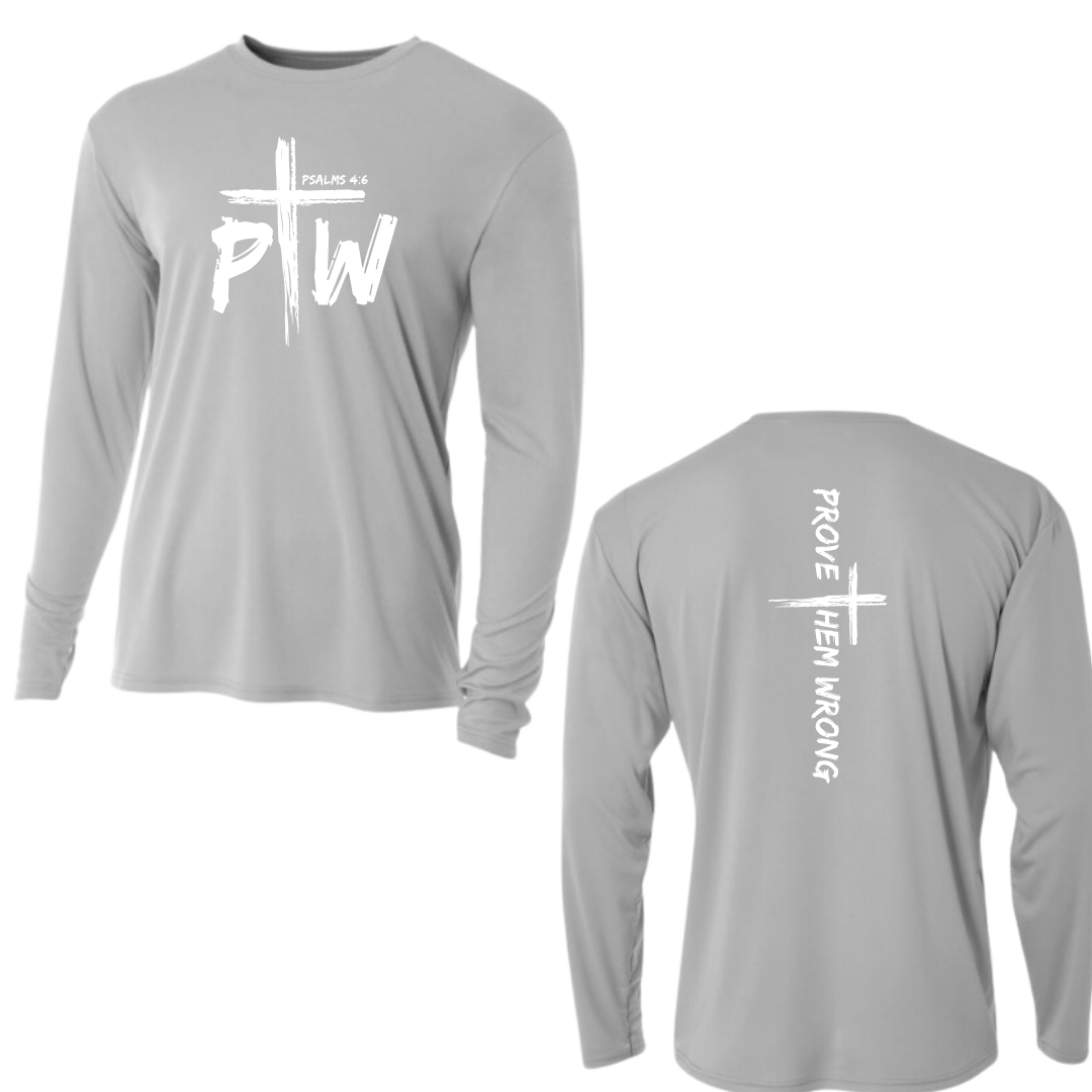 Silver Long Sleeve Tee with Prove Them Wrong Spine