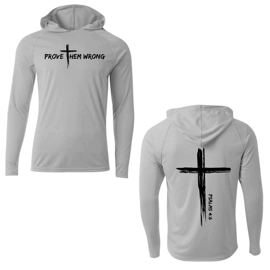 Silver Hooded Long Sleeve Tee with Cross Back