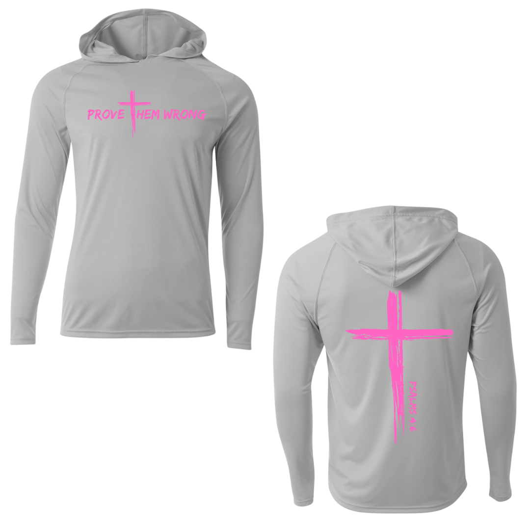 Silver Hooded Long Sleeve Tee with Cross Back