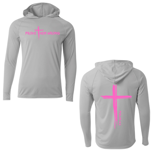 Silver Hooded Long Sleeve Tee with Cross Back