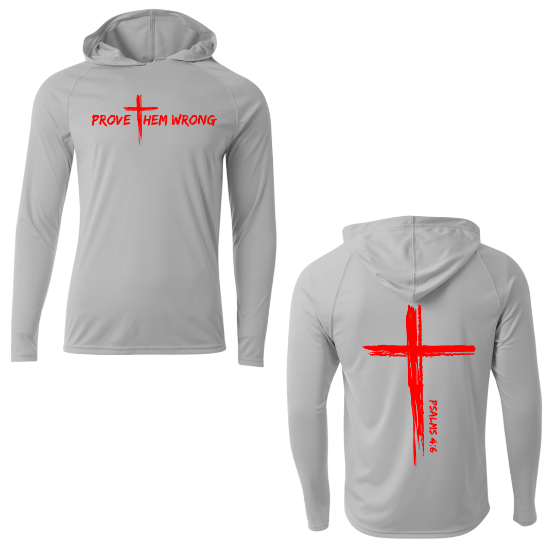 Silver Hooded Long Sleeve Tee with Cross Back