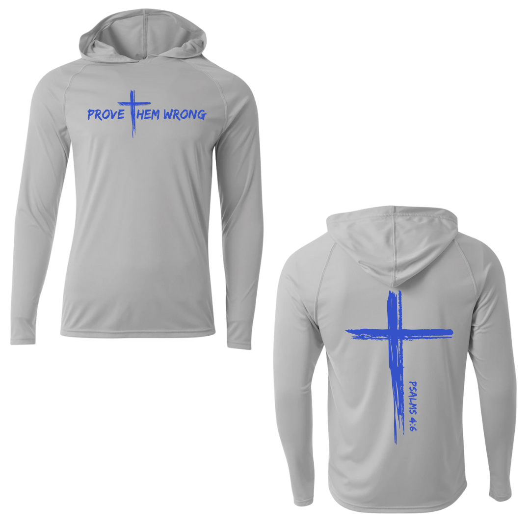 Silver Hooded Long Sleeve Tee with Cross Back