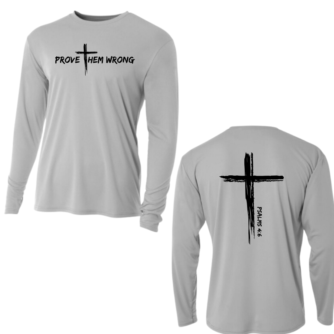 Silver Long Sleeve Tee with Cross Back